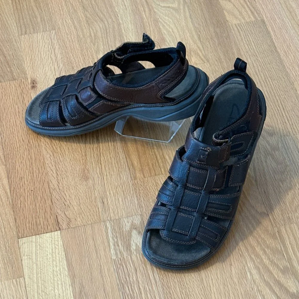 Clarks Men's Brown Leather Fisherman Sandals Size 11M